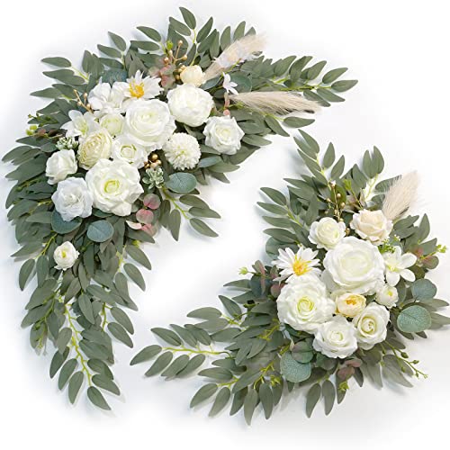 Artificial Wedding Arch Flowers Kit(Pack of 2) for Wedding Arch, Bridal Shower, Ceremony and Reception Backdrop Decoration (Cream & Champagne) - color: Cream & Champagne
