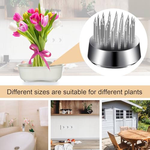 Geiserailie 12 Pcs 23mm/0. 92 Inch Stainless Flower Frog Mini Round Metal Floral Frog Japanese Ikebana Fixed Pin Holder Tool Arrangement Floral Fixation for DIY Flower Craft Arrangements(Silver) - color: Silver