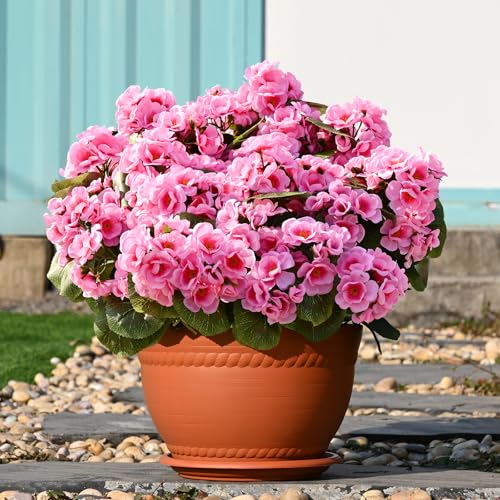 Waipfaru 6 Pcs Artificial Fake Flowers for Outdoors, Silk Geraniums Pink Flower, UV Resistant Outdoor Faux Plants for Garden Porch Planter Patio Balcony Yard Indoor Home Decoration(6, Pink) - color: Pink, size: 6 PCS