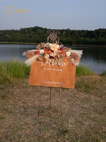 Lisuun Wedding Arch Flowers, Artificial Flowers for Decoration, Large Flower Swag for Boho Styles Wedding Ceremony Floral Decor - Pack of 2 - color: Champagne Pampas