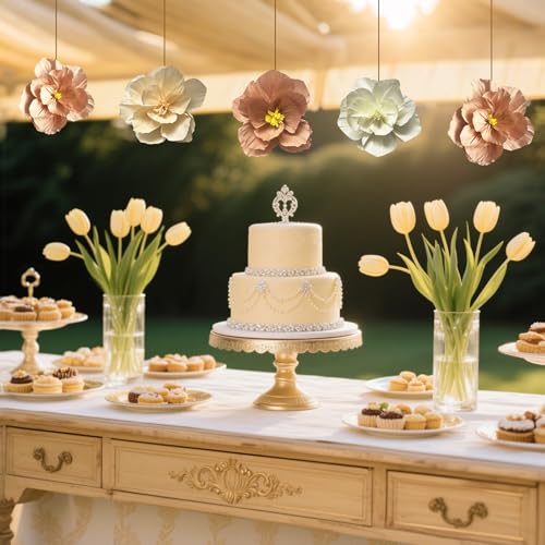 BRT Bearingshui Crepe Paper Flowers Decoration for Wall Total 9 Pcs, Artificial Flowers for Wedding Decor,Flower Backdrop Decor, Baby Bridal Shower Birthday Party, Pink Peach Beige 3D Wall Flowers - color: Pink Biege Peach