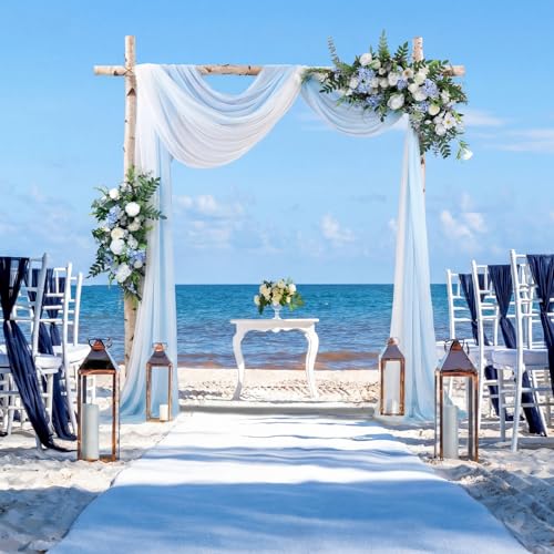 Canlierr Wedding Arch Flowers Kit Pack of 4 Include 2 Pcs Artificial Flower Arrangement and 2 Pcs Chiffon Draping Fabric for Wedding Decor Backdrop Ceremony Bridal Shower Banquet Party (Blue) - color: Blue