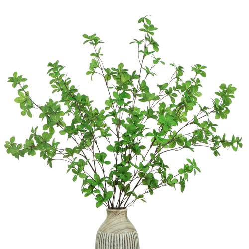 DuHouse 4Pcs Artificial Fake Greenery Stems 31" Faux Branches Fake Plants for Vase Filler Home Decor Table Centerpieces Garden Decoration(Green) - color: Green