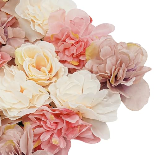 12Pcs Artificial Flower Wall Panel 3D Floral Backdrop Walls15 X 15" Flower Wall Decor Panel Flower Backdrop for Party Home Background Decor-Champagne, White, Pink - color: Champagne, White, Pink