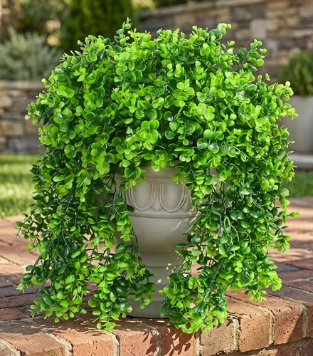 Faux Outdoor Plants Fake Hanging Plants for Outdoors Outside Decorations, 2 Pcs Green Faux Eucalyptus Hanging Vine Realistic UV Resistant Artificial Greenery for Planters Porch Garden Yard Patio - color: Eucalyptus Vine - Green