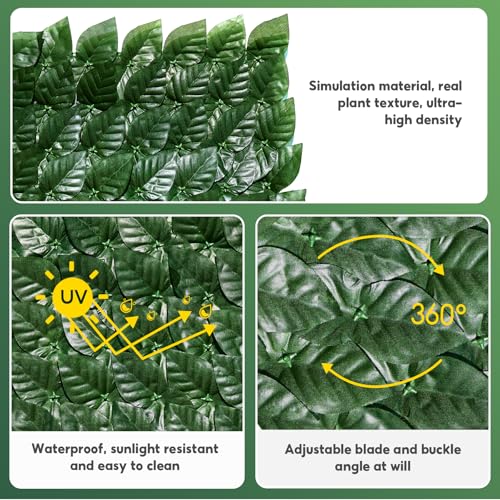 Artificial Ivy Privacy Fence Screen, 120x60 inch Faux Hedge Fence Panel Greenery Vines, Balcony Privacy Screen Decoration for Patio, Balcony, Wall, Backyard Indoor Outdoor - color: Green Pothos Leaves, size: 120x60 inch