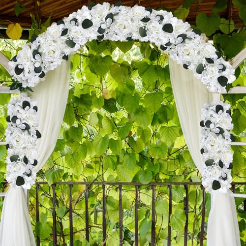 Pack of 6 Artificial Flower Wedding Arch Decorations, 18 inch Floral Centerpieces for Party Bridal Shower Event Table Wall Arrangement - White - color: White-1, size: Pack of 6 Flower Arrangements
