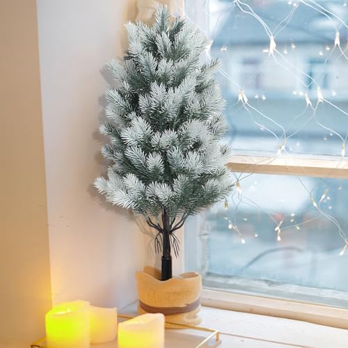 Artificial Cedar Topiary Tree, UV Rated, 21.6 Inch, Indoor Outdoor Plant with Ground Spike for Front Porch, Door, Office, Garden Decor (B, One Size) - color: B