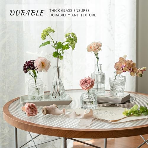 SUPMIND Glass Bud Vase Set of 5, Clear Small Flower Vases for Centerpieces in Bulk, Mini Vintage Vase for Rustic Wedding, Home,Table - color: Clear, size: 5Pcs