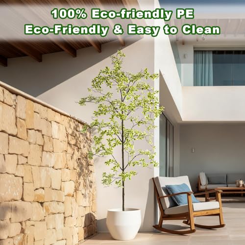 Bailikang 8FT Artificial Black Olive Tree Artificial Olive Plants, Tall Faux Olive Tree Faux Silk Plant Fake Plant Ultra-Realistic Silk Leaves & Natural Trunk Indoor Outdoor Use - color: White Olive Tree, size: 8ft