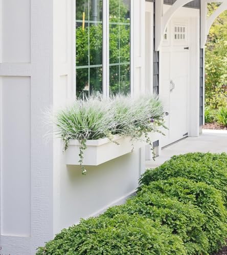 RECUTMS 12Pcs Artificial Grasses for Outdoor Planters Outdoor Greenery White Plastic House Plants Faux Grass for Planters Wedding Indoor Outside Garden Porch Home Office Window Box Decor(White) - color: White Grass