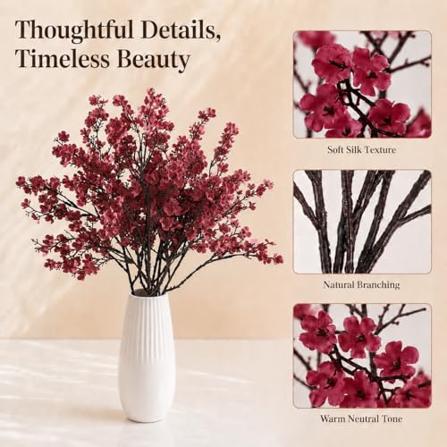 Mandy's 6 Bundles Artificial Mauve Baby’s Breath Flowers | 18.5 Inch Silk Gypsophila European Style Modern Home Decor Centerpiece Neutral Wedding Flower Arrangements - color: Mauve