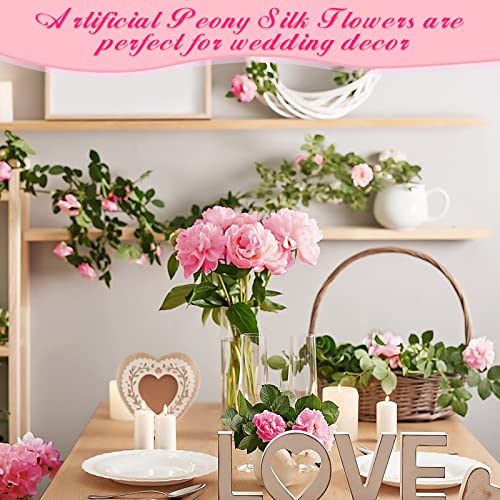 Yunsailing 8 Pack Artificial Peony Flowers Faux Silk Hydrangea Bouquet Wedding Home Table Decor Reusable Bouquet of Rose Flower for Birthday Wedding(Pink) - color: Pink, style: Peony
