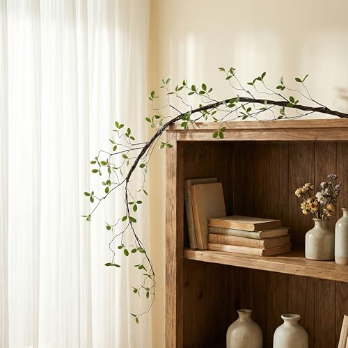 1 Piece Bendable customshapes Artificial Plant Trunks Branches 70-inch ficus Leaf Vines Evergreen Hanging Garlands for Home Wedding Garden Balcony Railing Outdoor Tent Decor