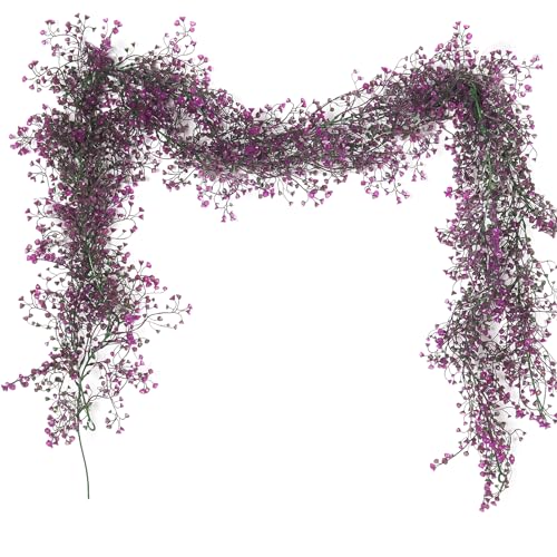 RECUTMS Faux Vines Garland Artificial Hanging Plant Greenery Fake Ferns Leaves Ivy Garland 2Pcs 5.6Ft for Summer Spring Home Indoor Outdoor Wedding Farmhouse Graduation Party Garden Decor(Fuchsia) - color: Fuchsia-garland