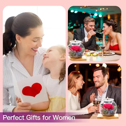 Flowers for Delivery, Preserved Flower in Glass Dome with Scented Candle, Long Lasting Rose Gifts for Women Wife Girlfriend on Christmas Mothers Day Valentines Day Birthday (Pink) - color: Pink