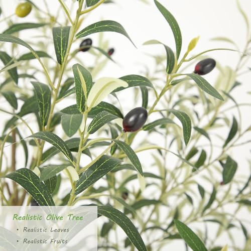 Nafresh Super Full Faux Olive Tree, 5FT Artificial Olive Tree Indoor, Fake Silk Trees with Realistic Leaves and Lifelike Fruits for Indoor Outdoor Living Room Corner Office Bedroom Home Decor - size: 5ft