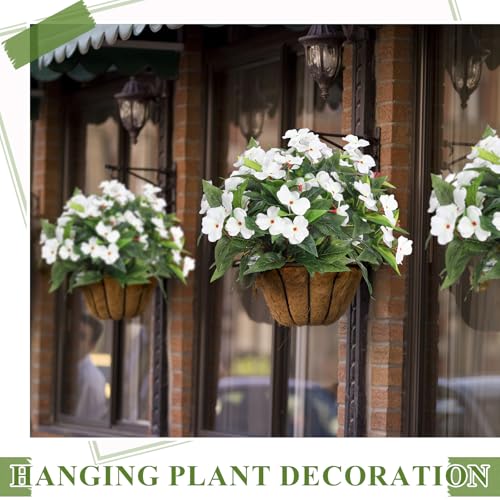 Wavwavw 6 Pcs Artificial Impatiens Bouquet Flowers for Outdoors 15 Inch Silk Flowers Greenery Artificial Impatiens for Outdoor Patio Lawn Garden Balcony Pot Hanging Basket Porch Decoration(White) - color: White