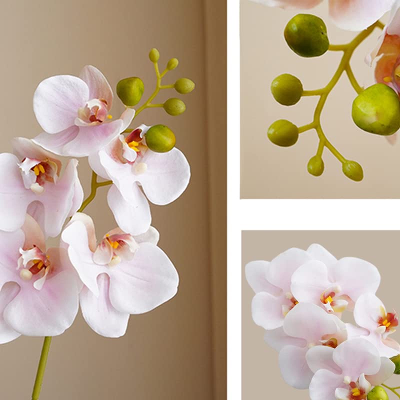 4-Pcs Artificial Flowers Real Touch Latex Phalaenopsis 17.7inch Artificial Orchid Stem Bouquets for Wedding Party Home Garden Decor,Light Pink - color: Light Pink