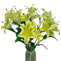 Artificial Lily Flowers,6 Pcs Faux Lily Flowers,Tiger Lily Branch with 3 Full Blooms and 4 Leaves (6, Green) - color: Green