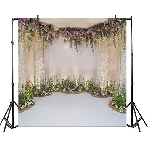 Vinyl 8x8ft Backdrop, Wedding, Floral Design, Ideal for Photography, Parties, Decorations - size: 8x8ft