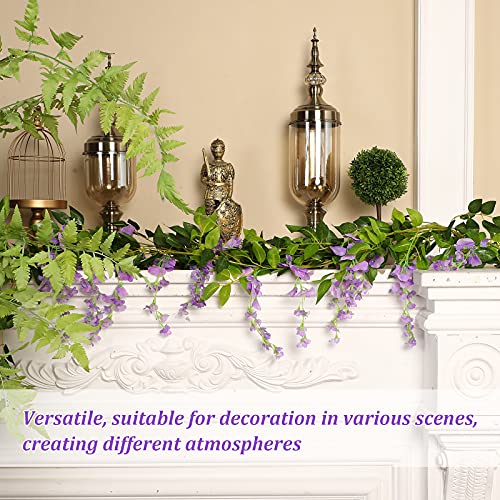 Syhood 4 Pieces 26 Ft in Total Purple Wisteria Garland Hanging Flowers Artificial Vine Wedding Silk Wisteria Hanging Flower for Wedding Arch Home Garden Party Outdoor Decor - color: Purple