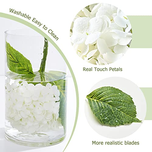 Waipfaru 21" Real Touch White Hydrangea Artificial Flowers with Long Stem & Leaves, Full Latex Faux Hydrangea Flowers for Home Decor Party Floral Arrangements Wedding Bouquets Centerpieces, 4Pcs - color: White, size: 4pcs