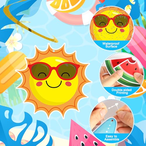 24Pcs Summer Hanging Decorations, Summer Pool Party Ceiling Swirls Cutouts Decor, Beach Theme Hanging Decorations for Home Office Classroom Birthday Beach Party Ceiling - color: Blue