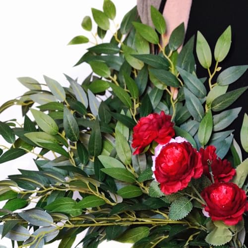 8pcs Italian Ruscus Artificial Leaves with Stems, Green Silk Leaf Wedding Arch Greenery Filler for Flower Arrangements, Faux Foliage Greenery Stems