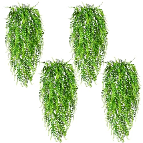 Waipfaru 8Pcs Fake Ferns Fake Hanging Plants Artificial Ferns for Outdoors，UV Resistant Plastic Fake Plants for Indoor Wall Porch Wedding Party Holiday Decor - color: Ferns, size: 8Pcs Plants