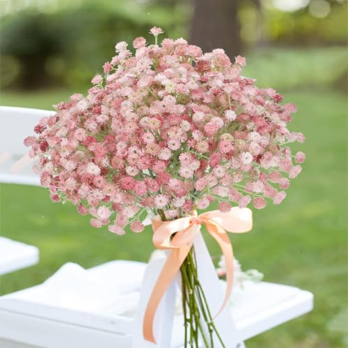 Pink Babys Breath Artificial Pink Flowers Artificial Babys Breath Small Baby Breath Flower Artificial for DIY Floral Arrangements Wedding Bridal Bouquet Indoor Party Home Decor