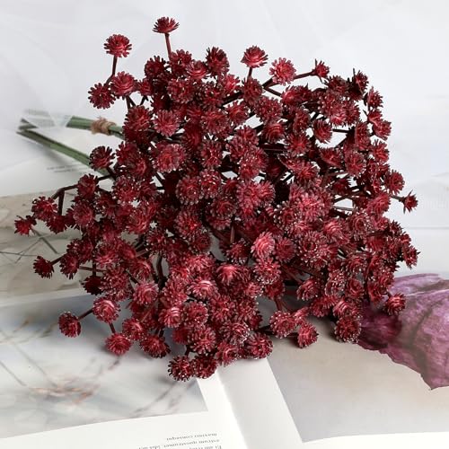 Baby's Breath Artificial Flowers, Maroon/Burgundy, 18pcs | Fake Gypsophila, Realistic Flowers, Wedding Arches Bouquets, Table Centerpieces, Party Decor - color: Red
