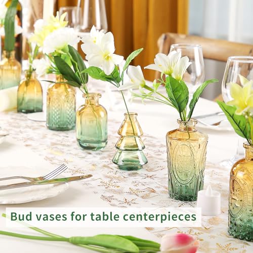 Glass Bud Vases in Bulk Set of 30 Pcs,Small Glass Vases for Flowers as Wedding Centerpieces for Tables,Clear Flower Vases Suitble for Wedding Decorations,Home Decor (Brown Green, 30 pcs) - color: Brown Green, size: 30 pcs