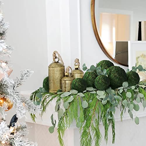 Qingbei Rina Large Green Moss Balls Decorative(4"-Set of 6), 4 Inch Decorative Moss Ball for Bowls, Vase Filler Bowl Fillers for Centerpiece, Handmade Natural Moss Balls,Wedding Party Home Decor