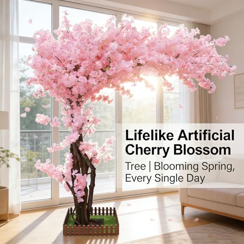 Big Artificial Cherry Blossom Trees 5ft Pink for Home Decor Indoor Outdoor,Arbol De Cerezo Artificial Grande,Faux Fake Cherry Blossom Tree for Garden Party Wedding - color: Pink, size: 5x4ft