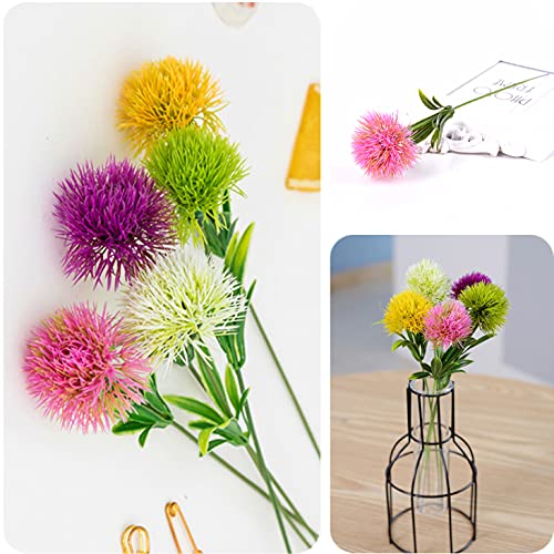 Artificial Dandelions (5 Colors x 2 Pcs) Faux Flowers Bouquets Fake Dandelion Flower, Decor Indoor Outdoor for Outside DIY Craft Plastic Flower for Home Wedding Party Decoration - color: Dandelions 5 Colors X 2 Pcs