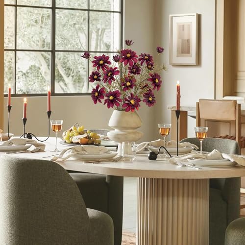 GnFlus Artificial Daisies Red Flowers Stems Gerbera Daisies Long Bouquet 5 Pcs Fake Silk Florals Daisy 27.5 Inch for Home Table Wedding Centerpieces Thanksgiving Burgundy - color: Dark Red Color
