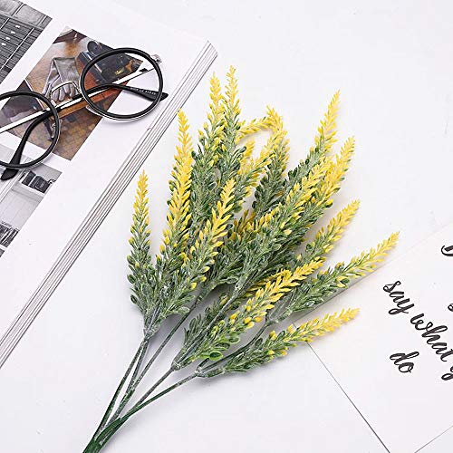 Artificial Flowers Lavender, Fake Flowers for Decoration Faux Flower Plants Plastic Greenery Decorations for Outdoor Garden Outdoors Home Art Floral Arrangements Wedding DIY Bouquet - Yellow 4 Pack - color: Lavender-yellow-4 Pack