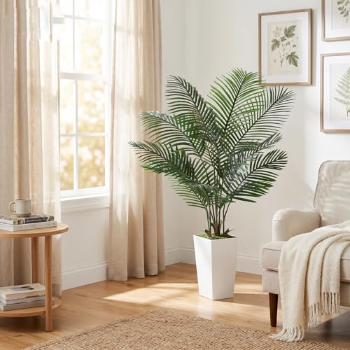 VIVATREES Palm Tree 6FT Artificial, 72in Tall Faux Palm Tree with 15.7 White Planter, Fake Potted Tree for Indoor & Outdoor Home Office Decor - style: 6ft-white