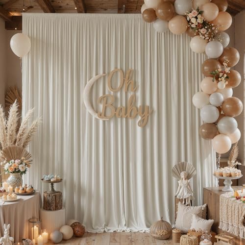 40ftx10ft Wrinkle Free Beige Backdrop Curtains for Parties, 8 Panels 5x10ft Silky Polyester Photo Backdrop Drapes Back Drop Cloth Drapery for Wedding Birthday Photography Background - color: Beige, size: 40ftx10ft