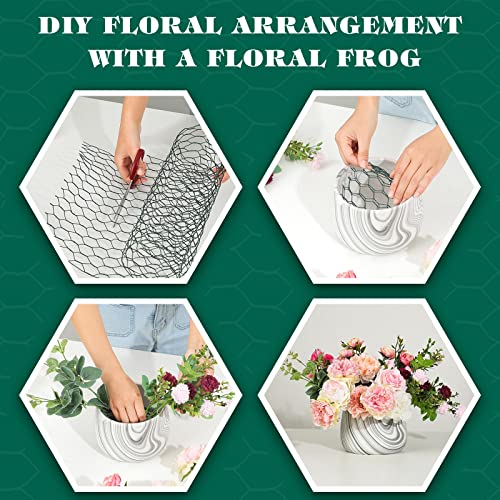 Amylove 2 Pack Chicken Wire for Floral Arrangements 0.6 Inch Chicken Wire Mesh Hexagonal Galvanized PVC Coated Netting Wires Fence Green Mesh for Crafts Poultry Garden(12 x 48 Inch) - size: 12 x 48 Inch