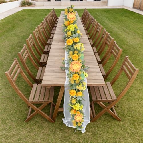 Spring Garland 6FT Flower Garland Faux Greenery Leaf Vine Garlands for Decoration for Spring Indoor Outdoor Garden Farmhouse Porch Wall Wedding Room Home Decor (Yellow) - color: Yellow