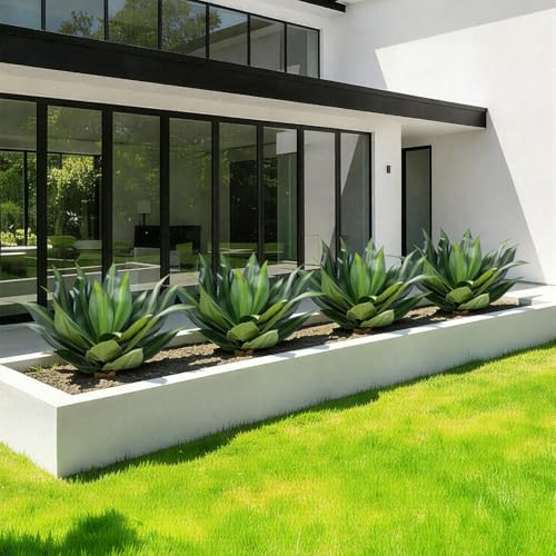 27.95 inch Artificial Agave Outdoor Set Spiky Edged Agave Artificial Plants Suitable for Indoor Home Decor Realistic and UV-Resistant Artificial Succulents Planters Not Included 2 Piece Set - color: Agave Spines, size: 27.95in