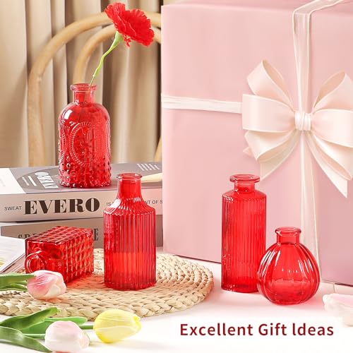 Glass Bud Vases Set of 30 pcs for Wedding,Home Decor,and Events,Mini Vases for Centerpieces and Gifts,Ideals for Candle Holders,Diffuse Bottles,Plant hydroponics Stations(Wine Red) - color: Wine Red, size: 30 pcs