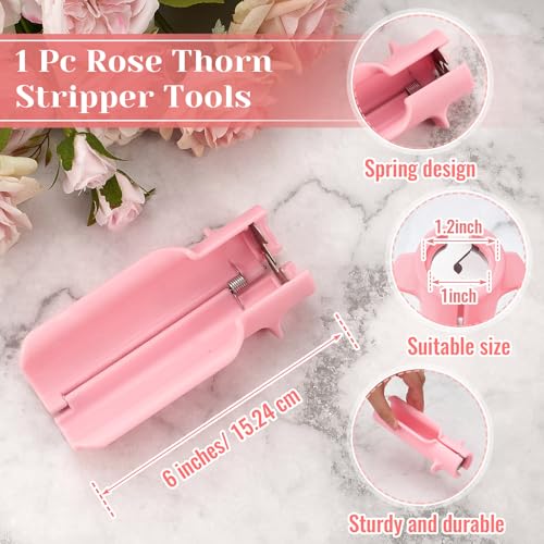 9 Pcs Rose Thorn Remover Set Include 1 Flower Thorn Stripper Tool 5 Floral Tape 1 Flower Scissor 1 Curve Gardening Scissors 1 Pair Gardening Gloves for Valentine Women Mother Gift (Pink) - color: Pink