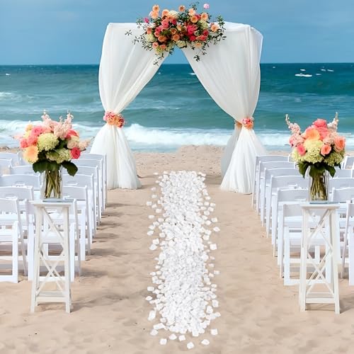 1000 Pcs Rose Petals Artificial Silk Flower Petals Romantic Decorations for Wedding Engagement Birthday Event Anniversary Party Backdrop Supplies White - color: White