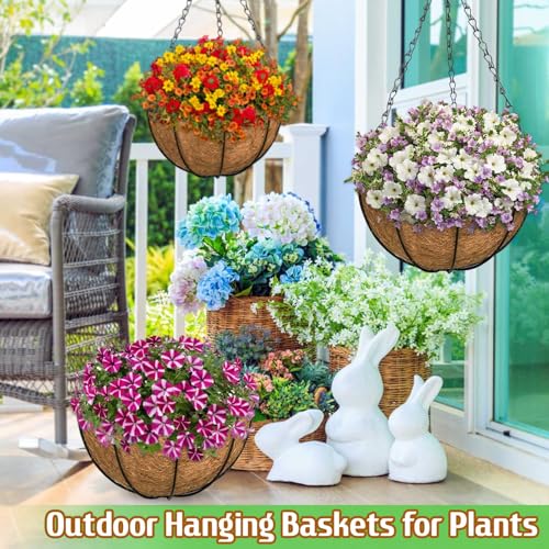 ZeeDix 2 Pack 20 Inch Large Hanging Baskets for Plants Outdoor with Coconut Liners Replacement, Hanging planters Baskets with Natural Coco Liner for Outdoor Indoor Planters Flowers Vegetables - color: 2 Pack, size: 20 Inch