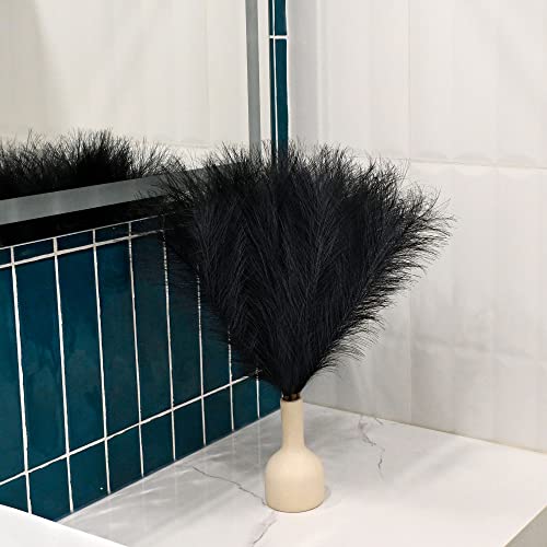 6 PCS Faux Pampas Grass Arrangement - 18"/45cm Artificial Fluffy Pompous Grass Stems for Boho Chic Home and Wedding Decor (Black) - color: E4- Black