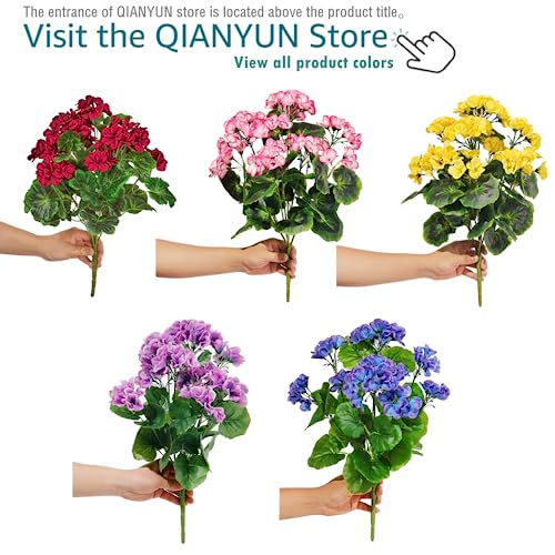 2Pcs 19'' Realistic Artificial Geranium, Uv Resistant, Wedding Kitchen Garden Table Centerpieces Indoor Outdoor Decor (Red Geranium Flower) - color: Red Geranium Flower