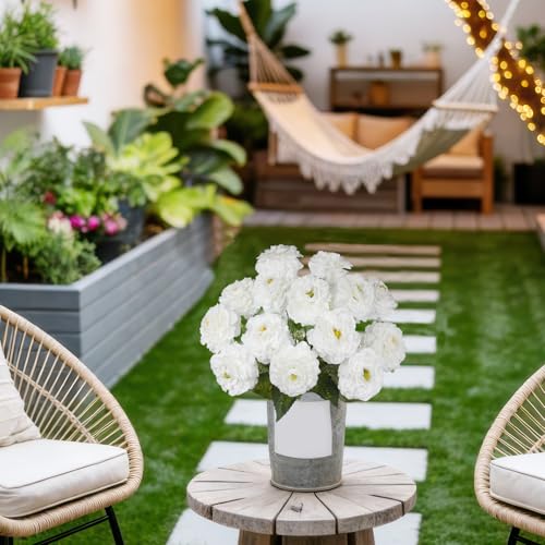 2 Pcs Artificial Flowers Zinnias Silk Flowers with Stems Zinnia Elegans Artificial Flowers for Outdoors Floral Arrangements Table Centerpieces Wedding Party Home Spring Summer Decor White - color: White